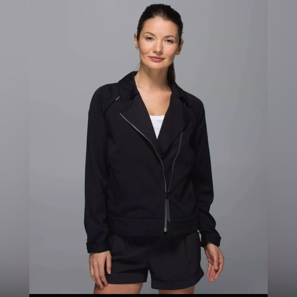 lululemon athletica Jackets & Blazers - Lululemon Soft Summer Black Asymmetrical Zip Lightweight Vent Jacket NO SIZE
